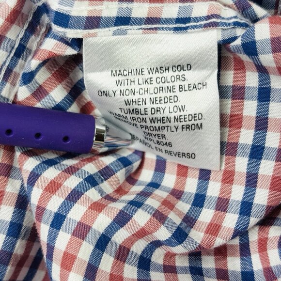 Club Room Shirt Mens XXL Regular Fit Plaid Long Sleeve Logo Collar Button Down - Picture 4 of 7